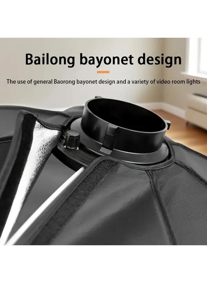 صندوق إضاءة أسود ثماني الشكل مع حامل باونز، تصميم متين من النايلون مزدوج الطبقات لإضاءة تصوير الاستوديو - Image 2